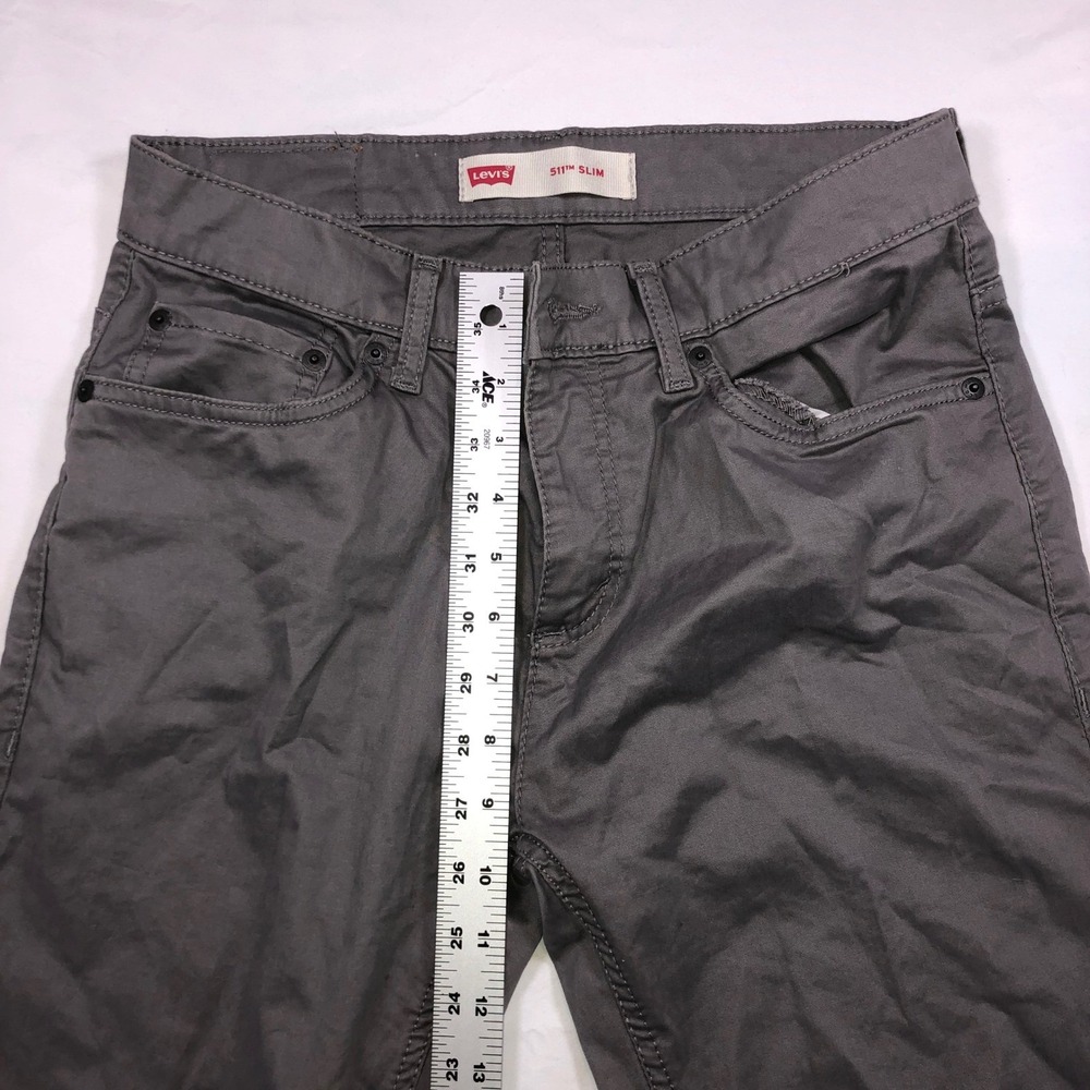Levis 511 Slim Gray Chino Pants Mens 29x29 Charcoal Five Pocket Casual Trousers - Picture 7 of 13